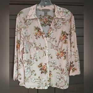 Women's i.e.relaxed sheer floral blouse Size Large